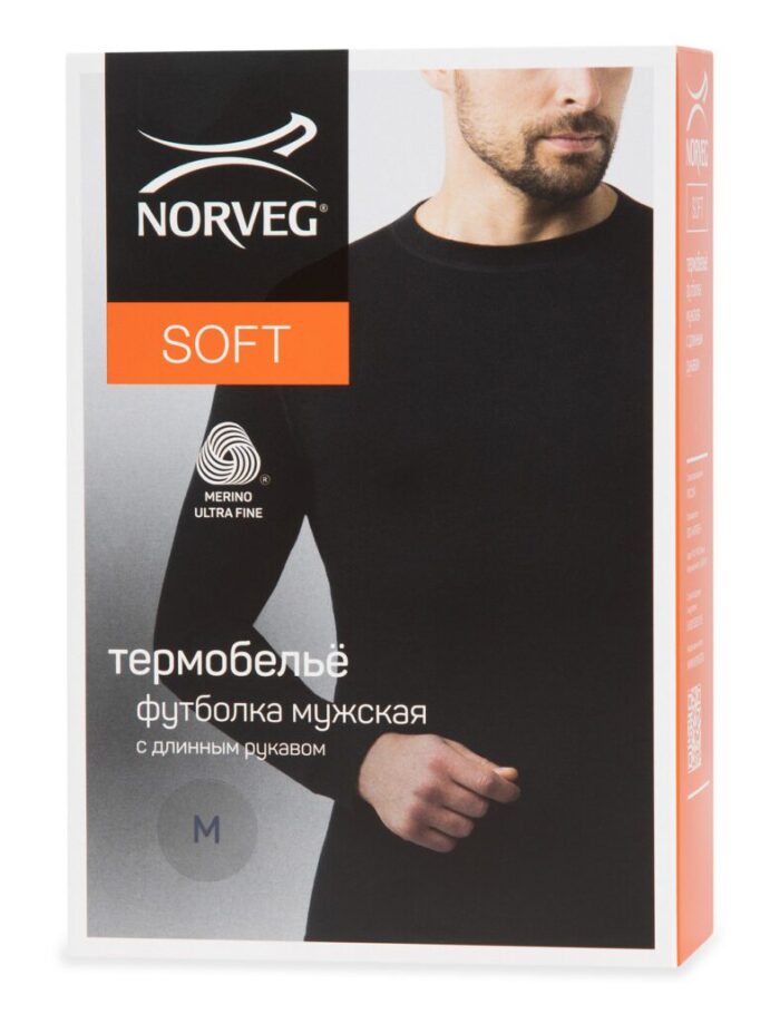 NORVEG Soft Футболка мужская с длинным рукавом цвет черный 15SM1RLRU-002